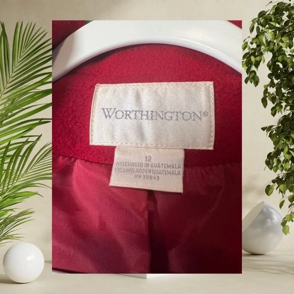Worthington Red Wool-Blend Peacoat - Size 12 - Picture 3 of 3